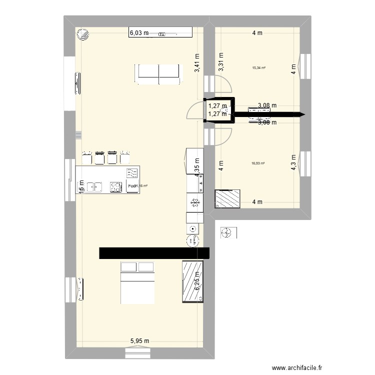 PROJEY ORELIE ET VINCENT. Plan de 3 pièces et 123 m2