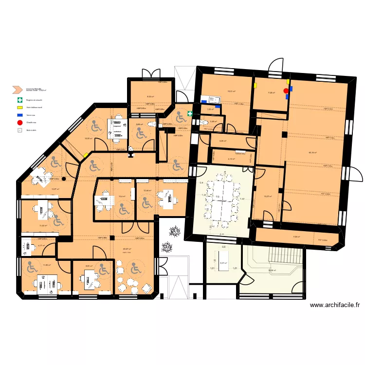 Tarbes 9 RDC - Agrandissement ELU V2. Plan de 24  et 329 m²