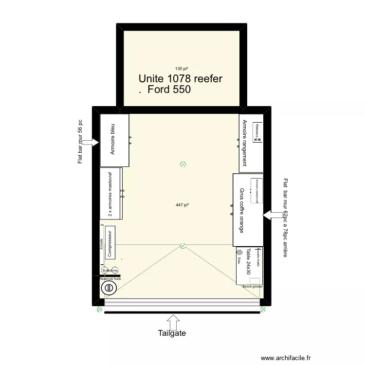 Ford 550 reefer. Plan de 