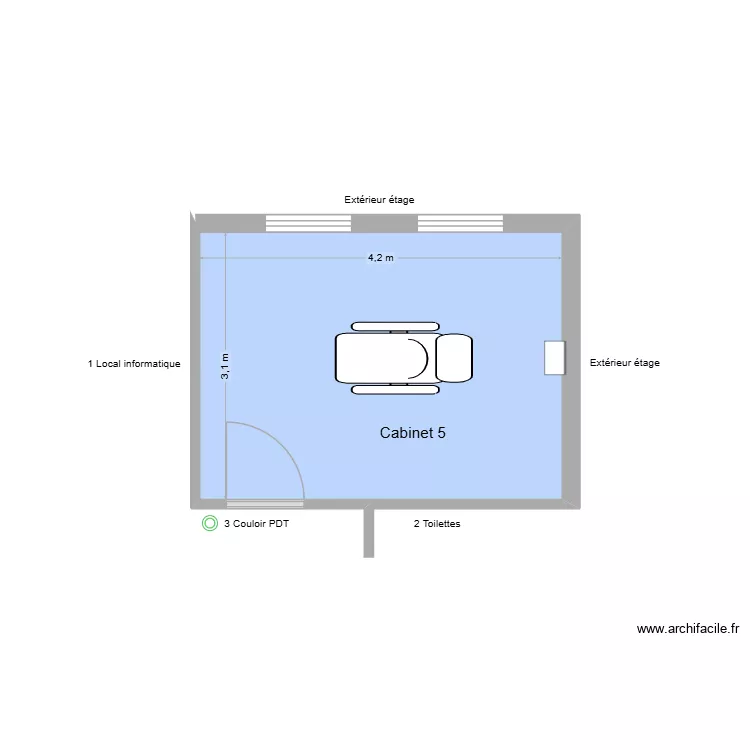 60707 Cabinet 5. Plan de 1  et 13 m²