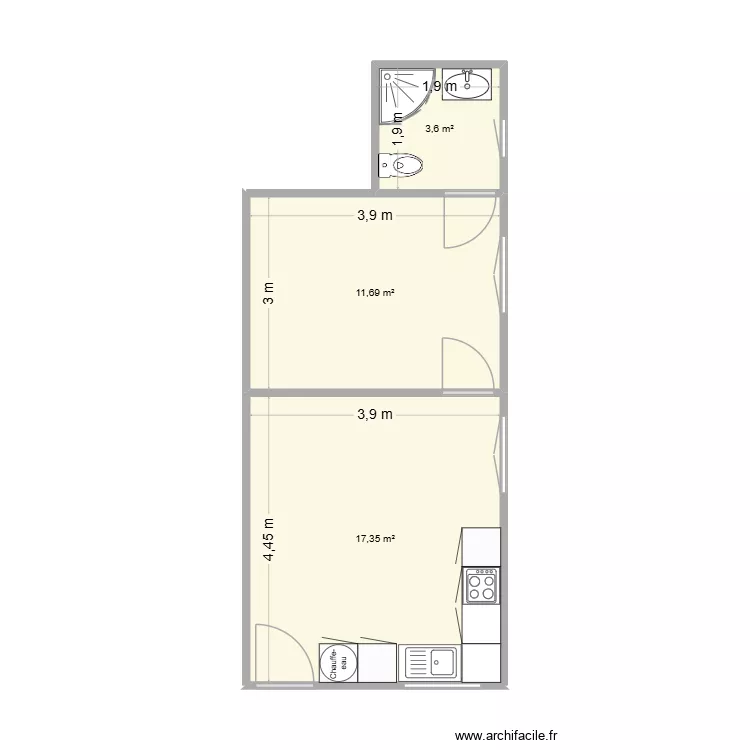 PLANO CAPUCHO 1-A. Plan de 3 Pièces et 33 m²