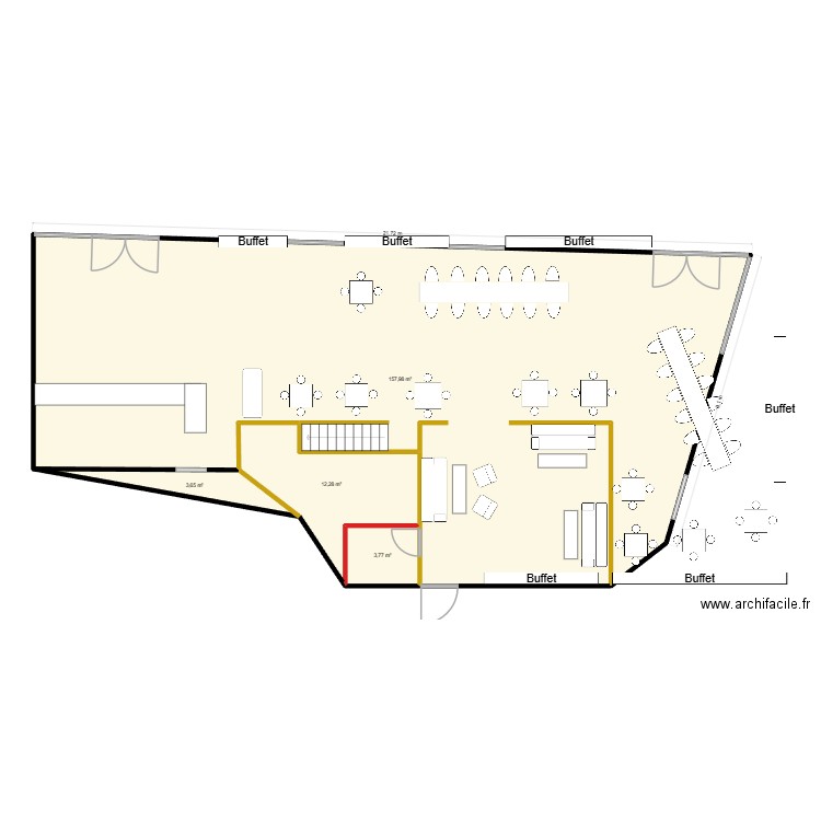 bar enzo. Plan de 4 pièces et 178 m2