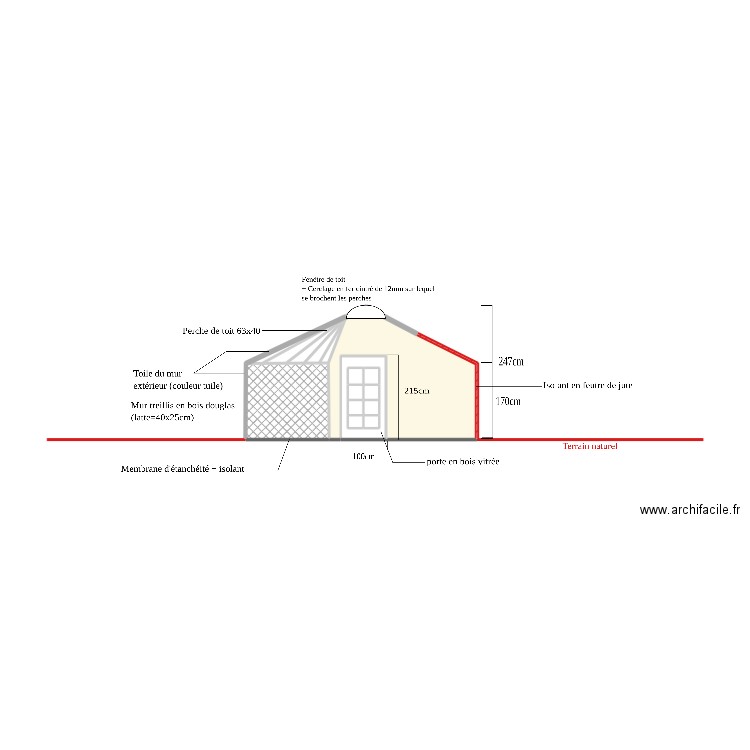 Bureau aménagement . Plan de 2 pièces et 19 m2