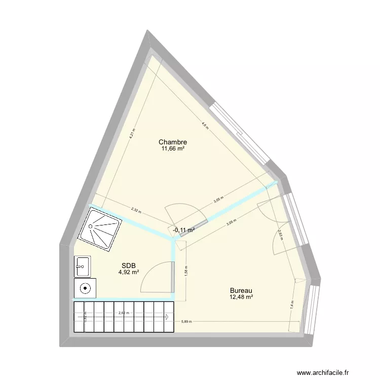 R+1 petite loc plomberie. Plan de 