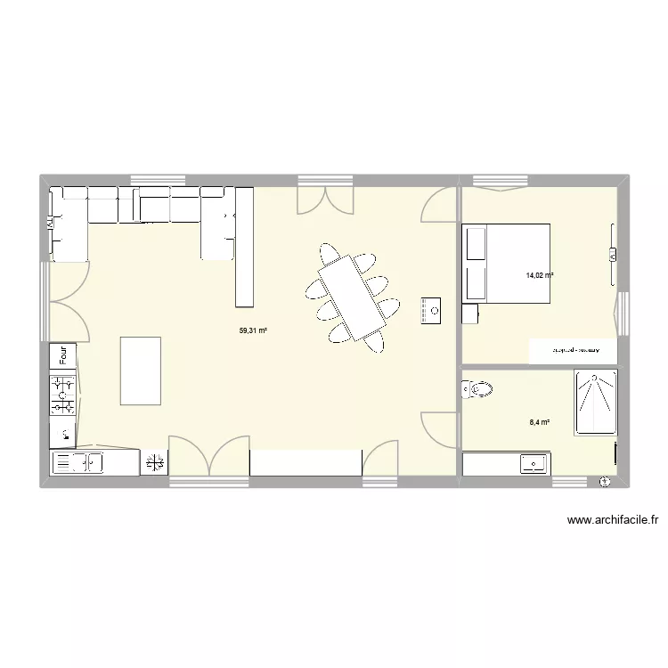 Loan. Plan de 3 pièces et 82 m²