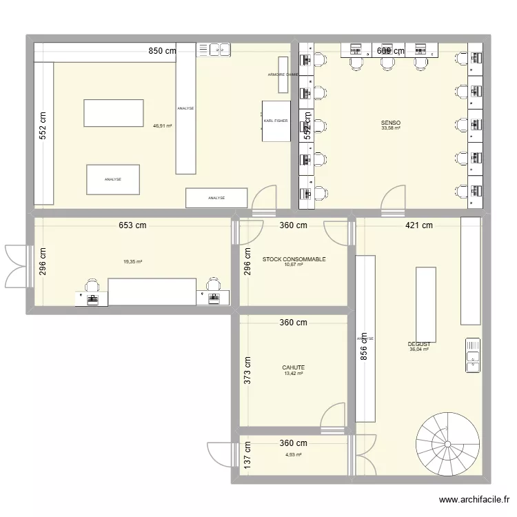 PLAN 3 LABO. Plan de 7  et 165 m²