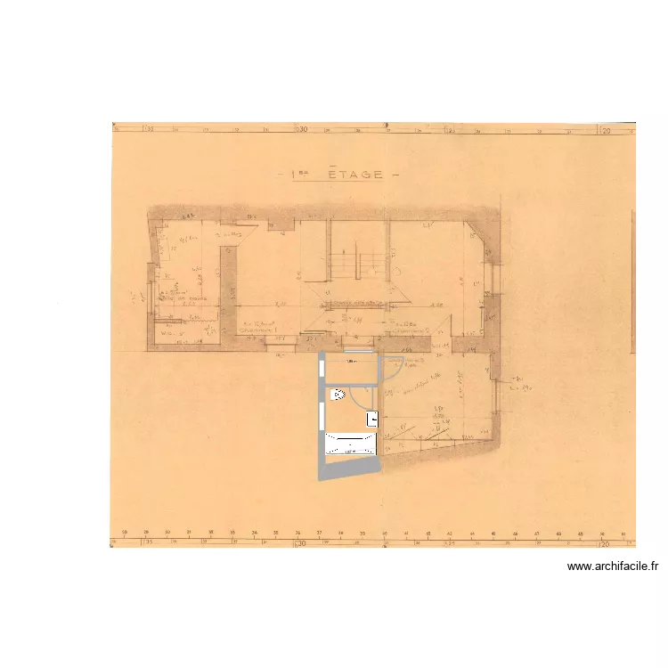 plan extension 1er étage avec ancien plan. Plan de plan extension 1er étage avec ancien plan. Plan de