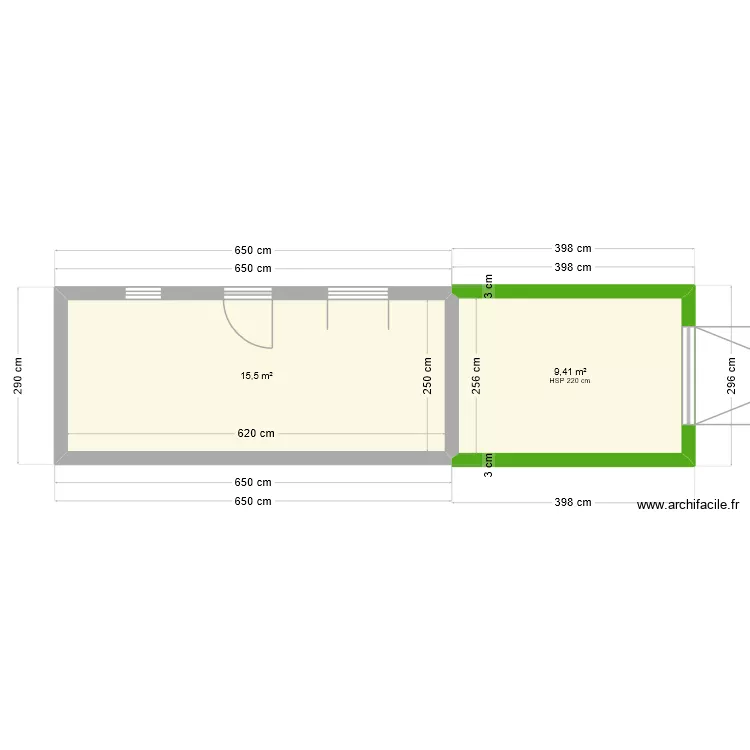 atelier. Plan de 2  et 25 m²