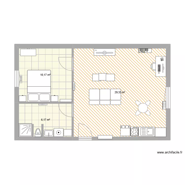 un t2 à louer. Plan de 3 et 46 m² un t2 à louer. Plan de 3 et 46 m²