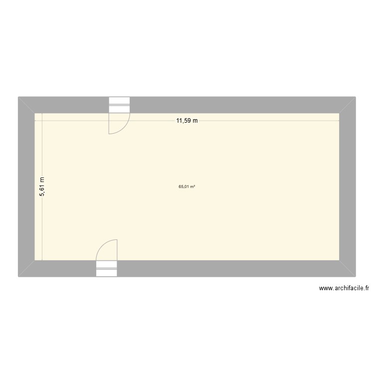 plans. Plan de 1 pièce et 65 m2