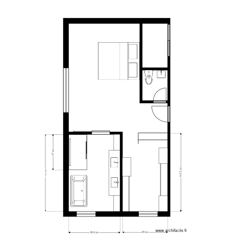 Roy suite 4. Plan de 4 pièces et 41 m2