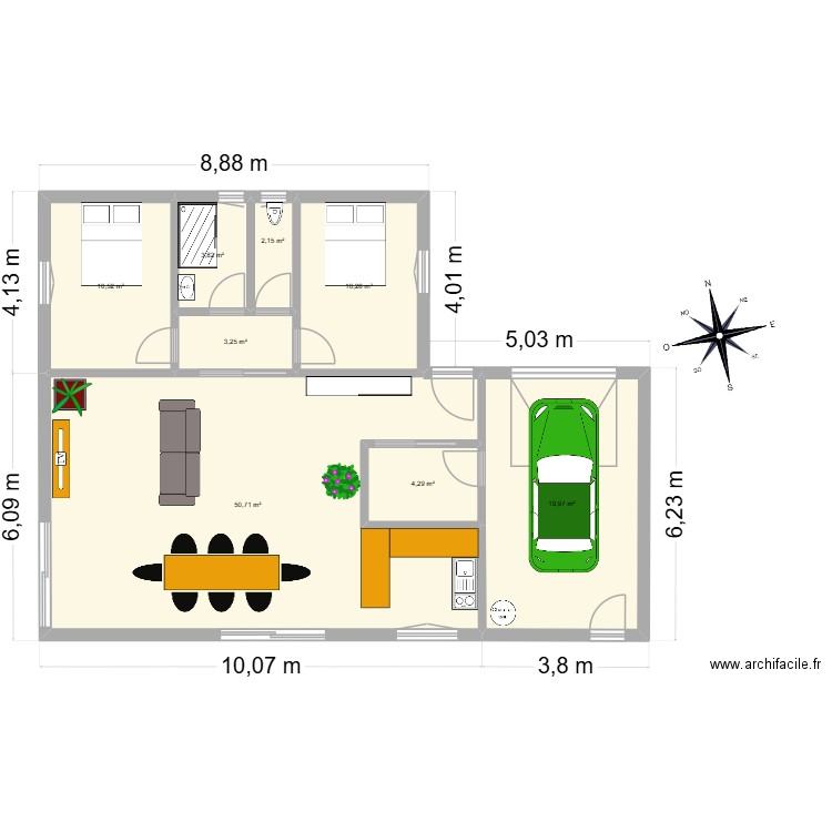 Pascale. Plan de 8 pièces et 105 m2
