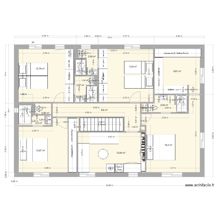 perols haut 04 05. Plan de 15 pièces et 100 m2