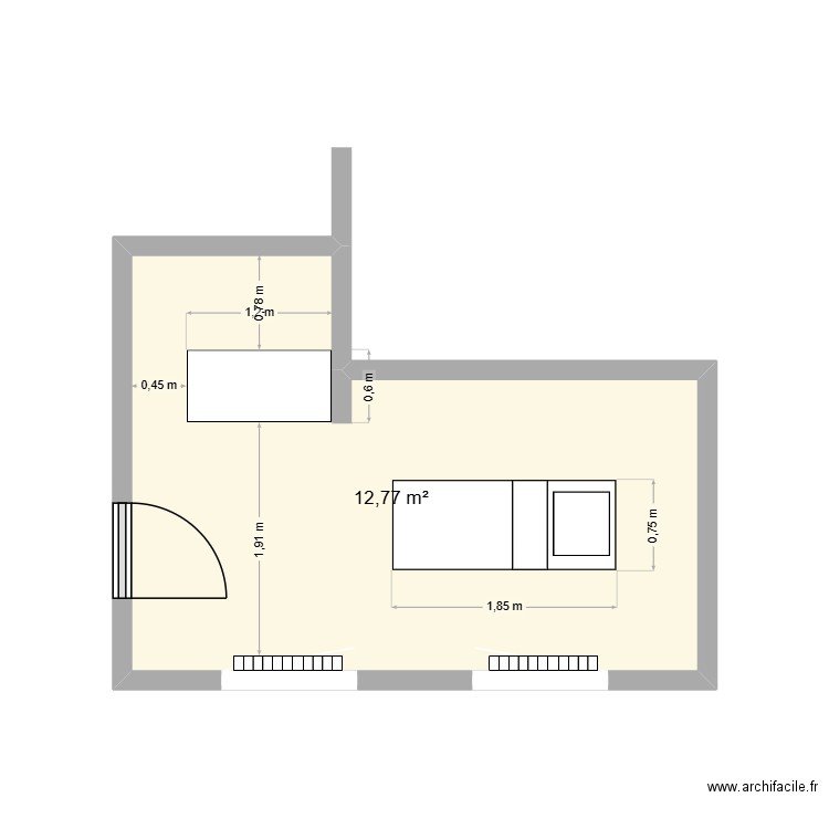 tiff. Plan de 1 pièce et 13 m2