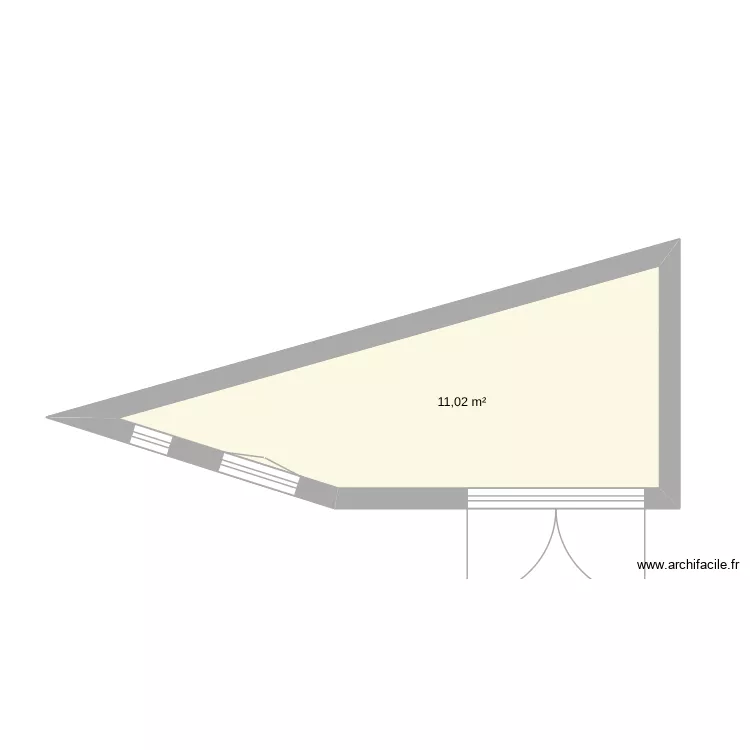 Plan facade. Plan de 1 pièce et 11 m²