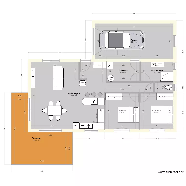 Plain_pied_d&eacute;cal&eacute;_2. Plan de 9 pièces et 218 m²