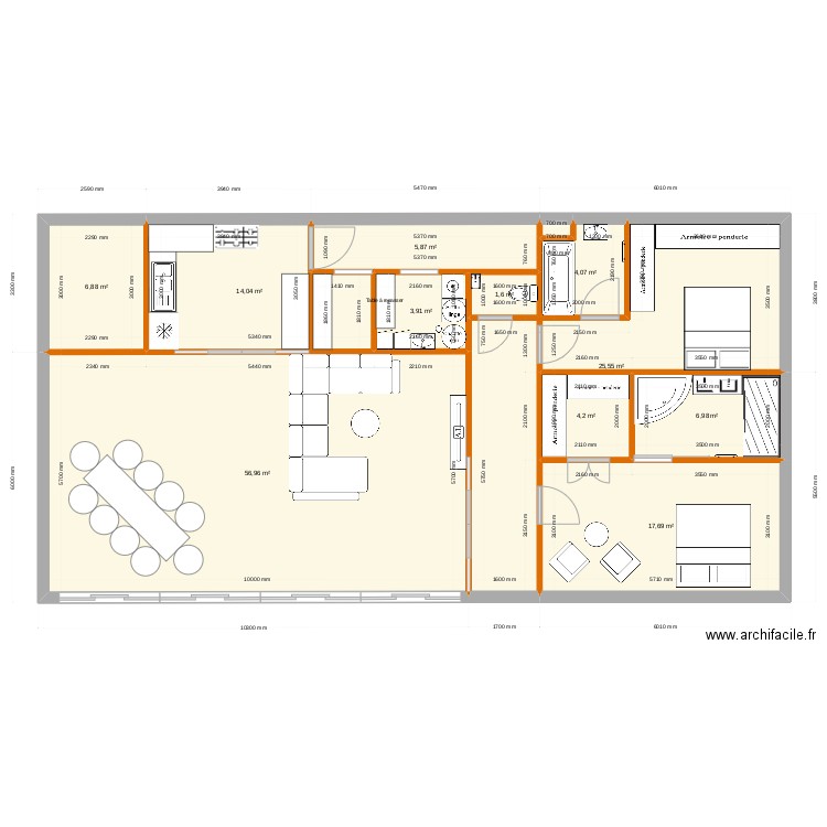 JOJO. Plan de 12 pièces et 148 m2
