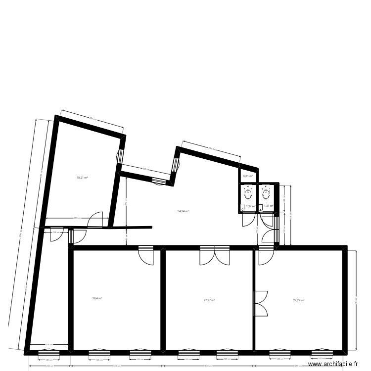 102 Canebière avant travaux 2. Plan de 8 pièces et 151 m2