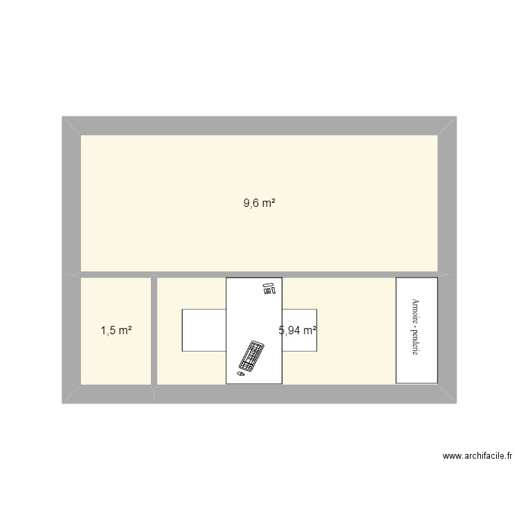 PISCINE. Plan de 3 pièces et 17 m2
