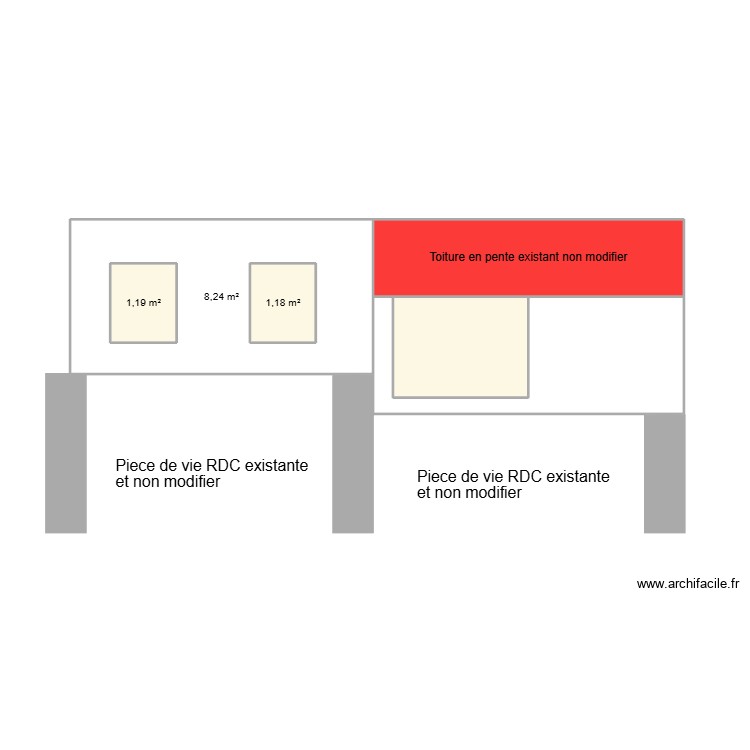 vue de face. Plan de 0 pièce et 0 m2