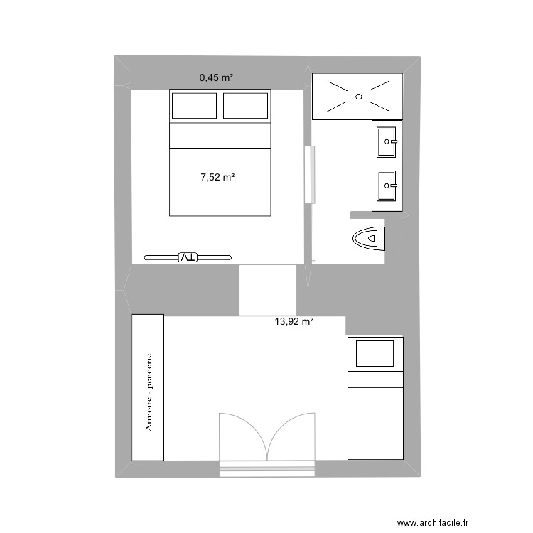 Chambre appartement rdj bis. Plan de 0 pièce et 0 m2