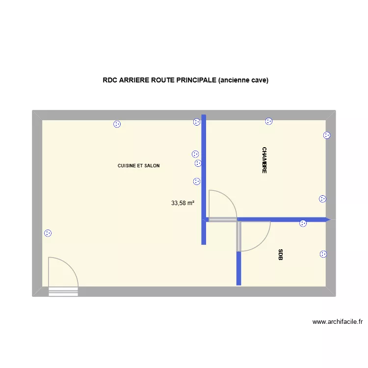 RDC ARRIERE ROUTE PRINCIPALE (CAVE). Plan de 1 et 34 m² RDC ARRIERE ROUTE PRINCIPALE (CAVE). Plan de 1 et 34 m²