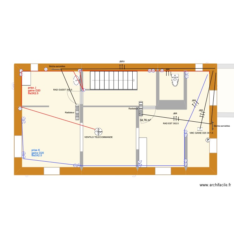 mik et otis circuits prises 2. Plan de 9 pièces et 173 m2