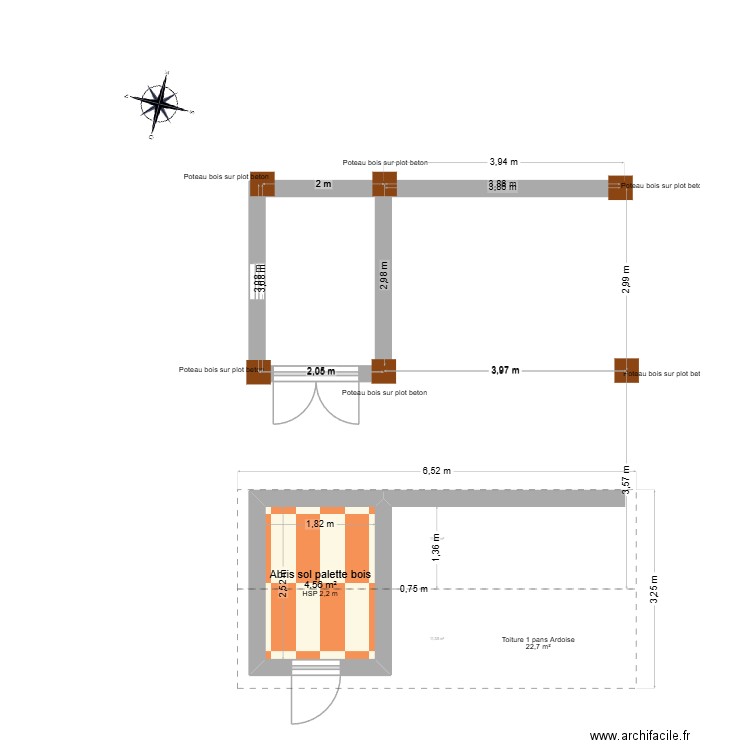croquis abris. Plan de 1 pièce et 5 m2