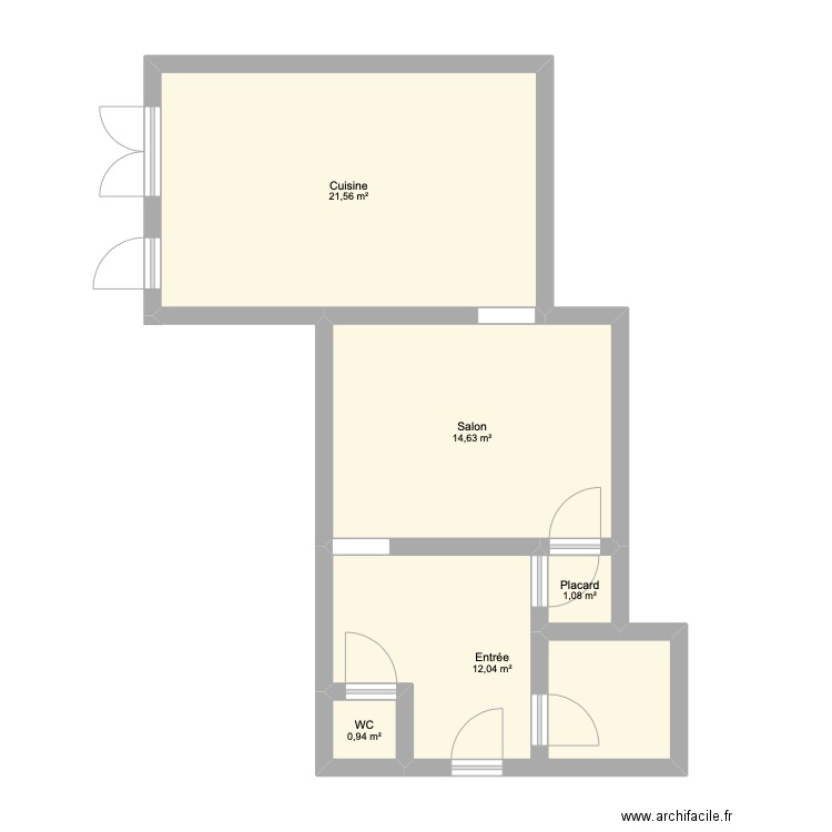 plan bas. Plan de 5 pièces et 50 m2