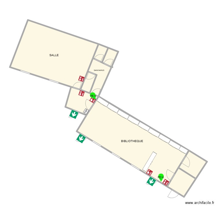 MEDIATHEQUE - BIBLIOTHEQUE SABLONS. Plan de 6 pièces et 101 m2