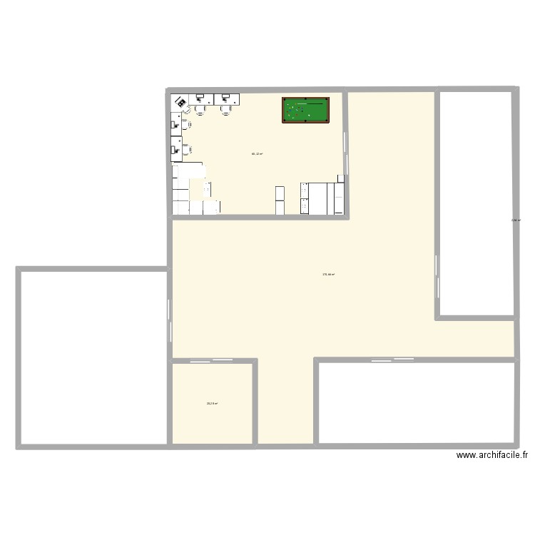 trabajo frances. Plan de 4 pièces et 258 m2