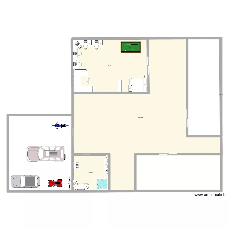 trabajo frances. Plan de 4 pièces et 258 m²