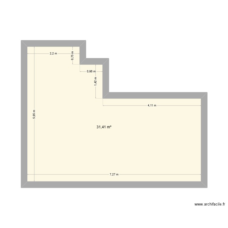Cuisine Fatou. Plan de 1 pièce et 31 m2