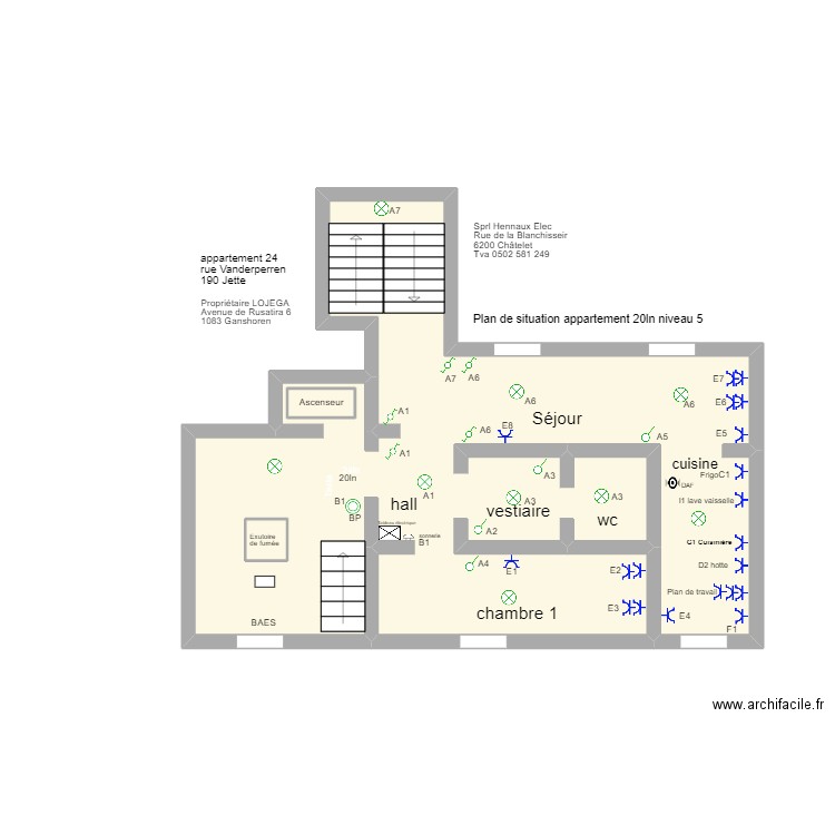 24LN LOJEGA 20LN NIVEAU 5. Plan de 3 pièces et 25 m2