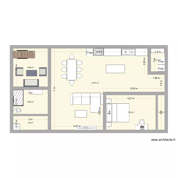Grand appart Léa. Plan de 7 et 85 m² Grand appart Léa. Plan de 7 et 85 m²