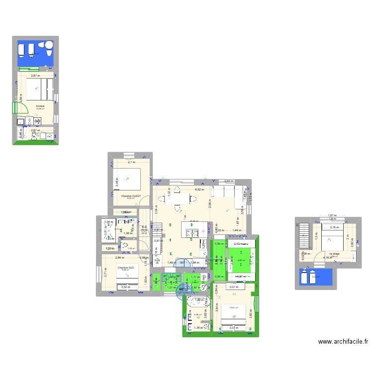 Maison PTZ extension 3.1. Plan de 22 pièces et 123 m2