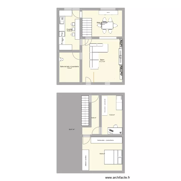 Rez de chauss&eacute;e Ligny. Plan de 8 pièces et 106 m²