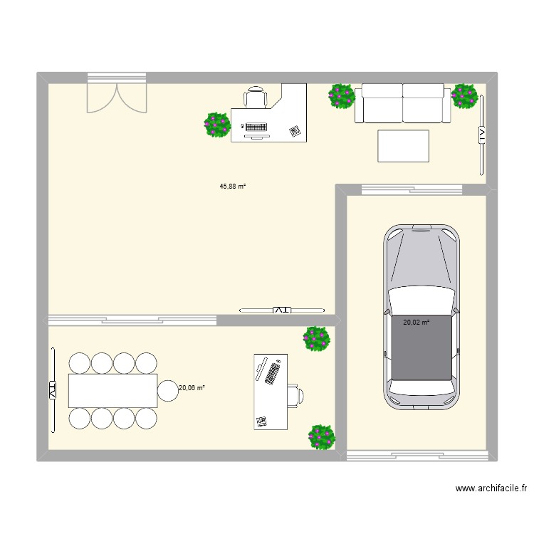 plan agence 2. Plan de 3 pièces et 86 m2