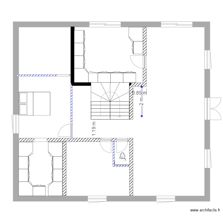 41 meublé. Plan de 1 pièce et 125 m2