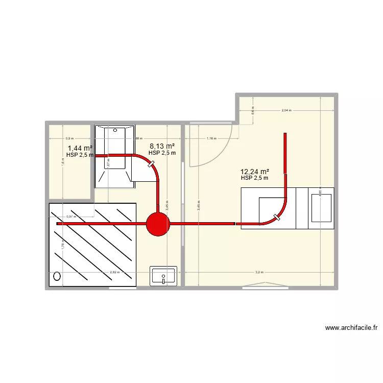 RAPHAEL 17 ENCASTRE. Plan de 3  et 22 m²
