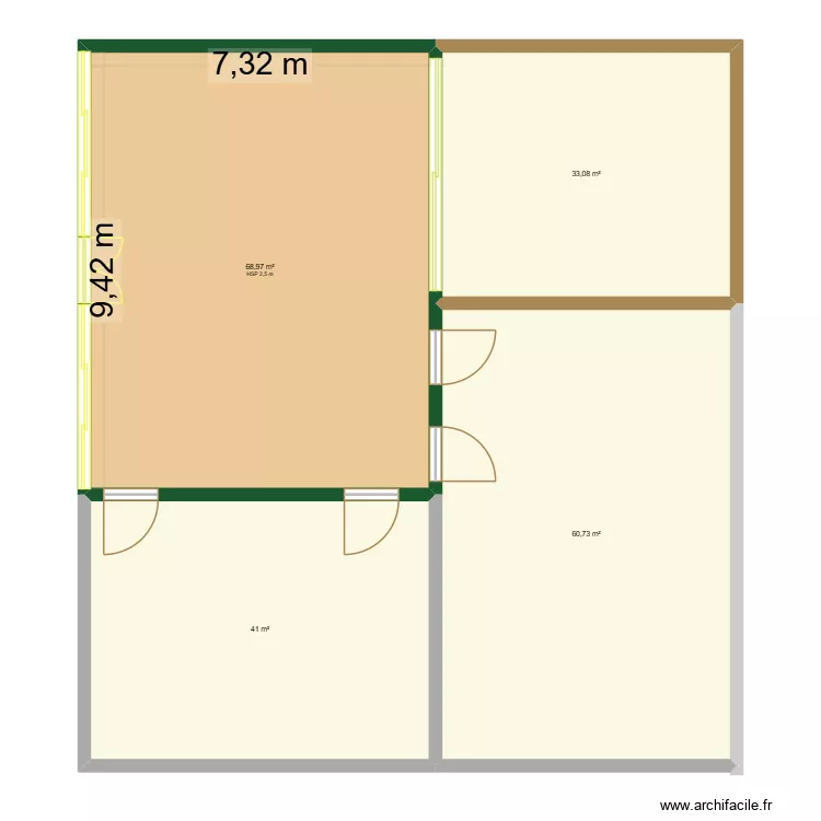 Restaurant l'ind&eacute;pendance. Plan de 4  et 204 m²