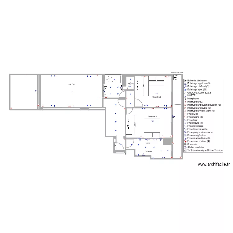SHANGRILA 10 eme Etage ELECTRICITE. Plan de 23  et 91 m²