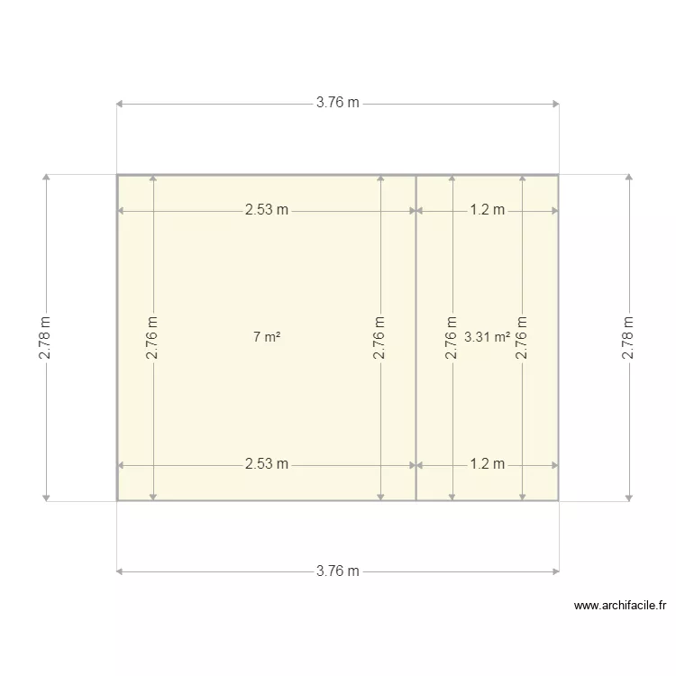 Chambre Fabien. Plan de 