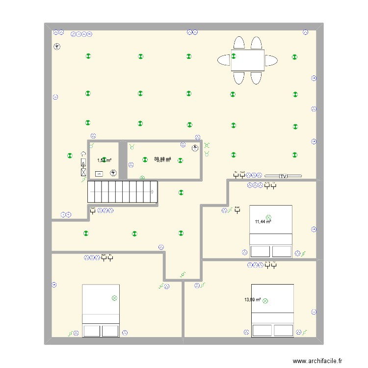 appartement copain nanou. Plan de 5 pièces et 118 m2