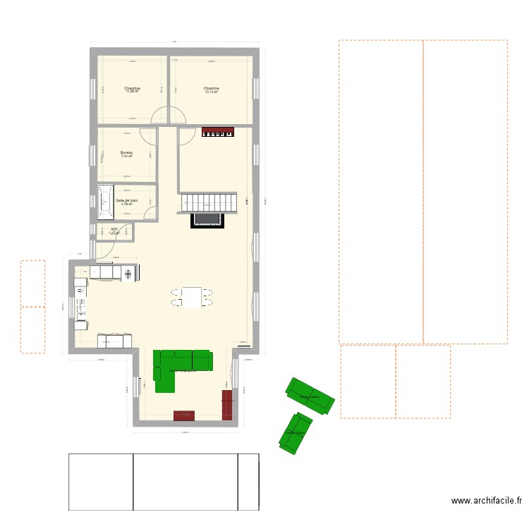 Extension 3. Plan de 6 pièces et 162 m2