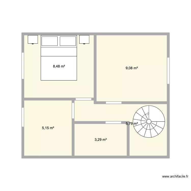 1er &eacute;tage maison avant modif. Plan de 5  et 32 m²