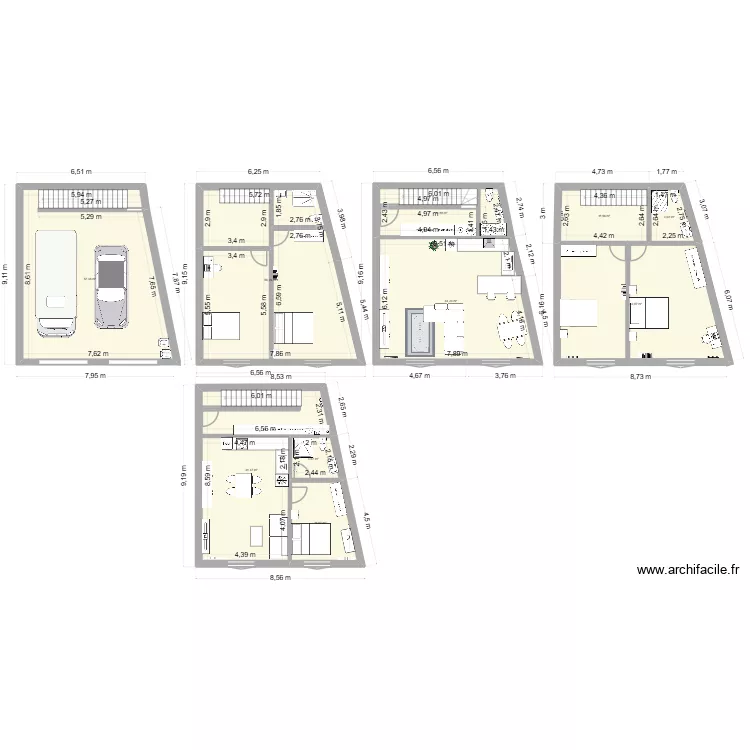 projet 15 bis. Plan de 10  et 289 m²