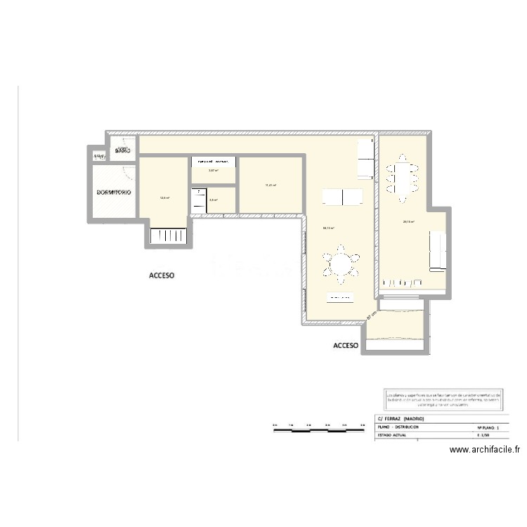 ferraz 30. Plan de 9 pièces et 129 m2