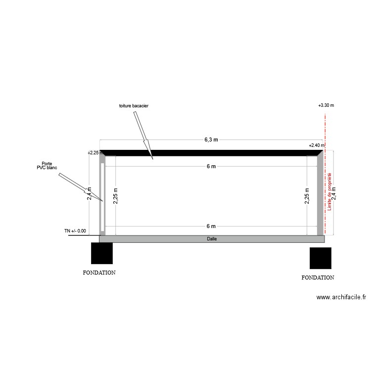 DPC 3 -abris de jardin - Plan de coupe. Plan de 0 pièce et 0 m2