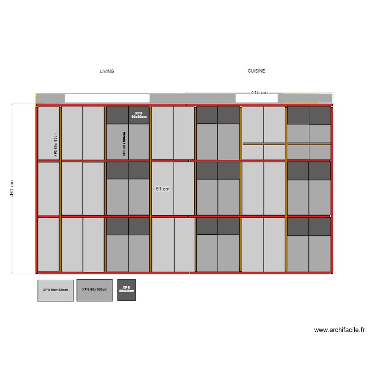 Projet Baton V6 implantation isolant XPS 140 05.02.26. Plan de 0 pièce et 0 m2